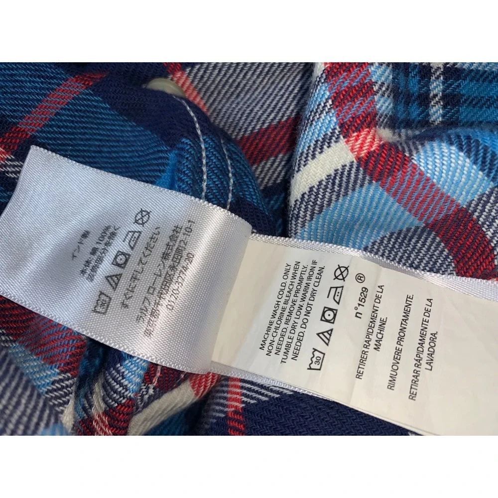 Polo Ralph Lauren Mens Flannel Shirt L Classic Fit Blue Red Plaid Button Down